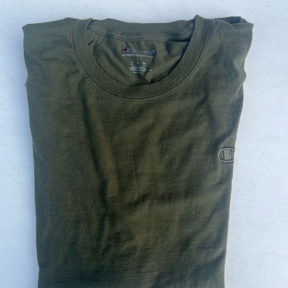 champion tee olive green